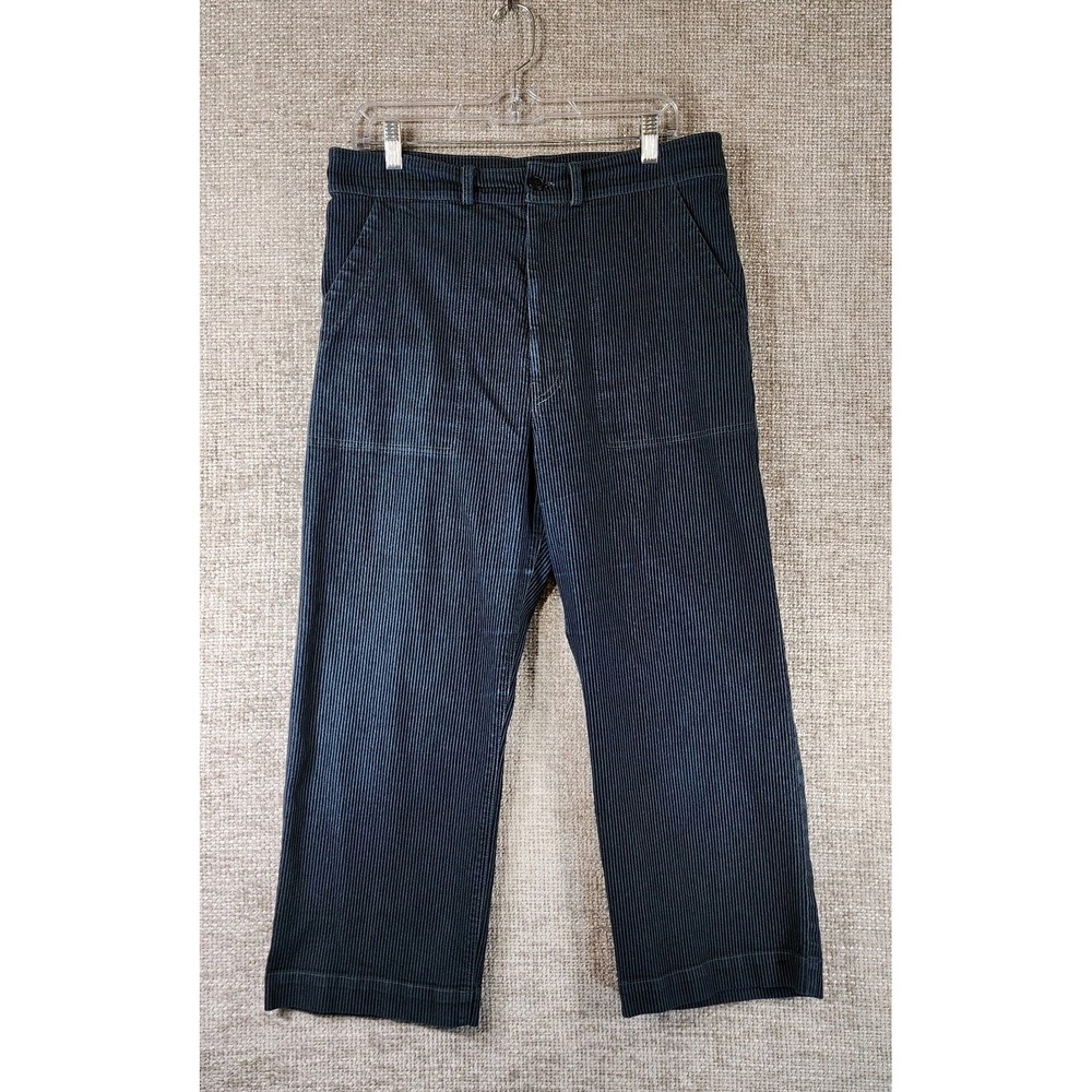 Prairie Underground High Rise Striped Denim Pants Womens L 33x22.5 Wide Leg Crop